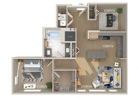 One bedroom floor plan image at 1810 Main in Houston TX