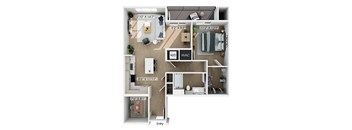 One bedroom floor plan at Hawkley Apartments in Milford MA