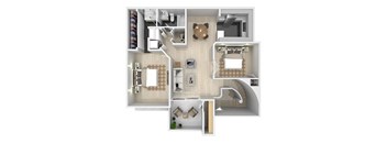 One bedroom floor plan image at The Resort at Encinitas Apartments in Encinitas CA