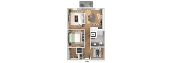 One bedroom floor plan at Heights at 1520 Apartments in Houston TX