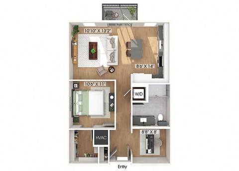 One bedroom floor plan at Heights at 1520 Apartments in Houston TX