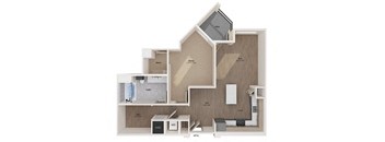 a floor plan with a bedroom and a living room