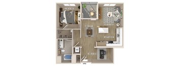 One bedroom with den floor plan image at Bevel apartments in san diego CA