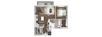 One bedroom floor plan image at The Waylon in McKinney TX