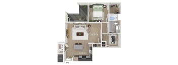 One bedroom floor plan at Station 316 in Woburn MA