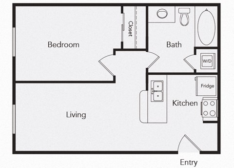 A7 One bedroom floor plan image at iL Palazzo Apartments in San Diego CA