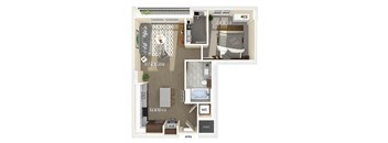one bedroom one bathroom floor plan at coasterra apartments