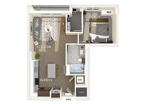 one bedroom one bathroom floor plan at coasterra apartments