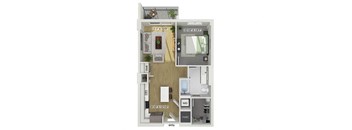 One bedroom floor plan at Treo Apartments in Fort Lauderdale FL