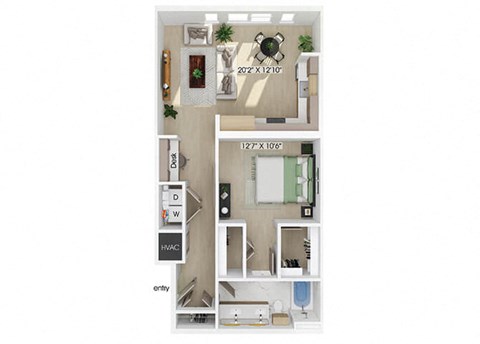 One bedroom floor plan at 333 Ellington in Gaithersburg MD