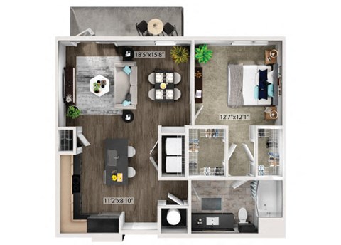 A7 Floorplan Image at Fifteeen15 South Lamar Apartments in Austin TX