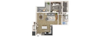 One bedroom floor plan at Luca Apartments in Austin TX