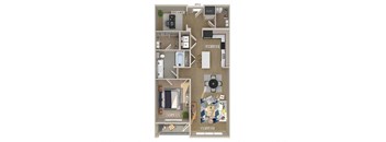 One bedroom floor plan image at 1810 Main in Houston TX