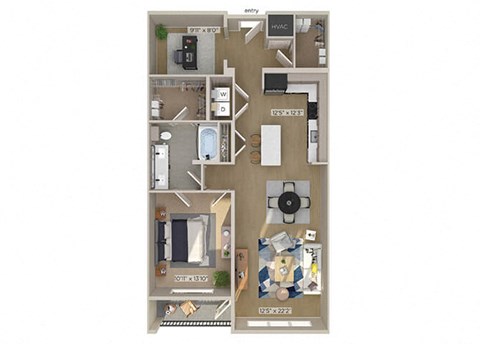 One bedroom floor plan image at 1810 Main in Houston TX