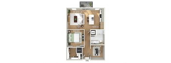 One bedroom floor plan at Heights at 1520 Apartments in Houston TX