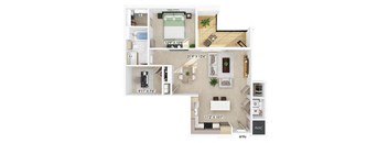 One bedroom with den floor plan at 333 Ellington in Gaithersburg MD