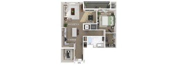 One bedroom floor plan at Station 316 in Woburn MA