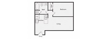 One bedroom floor plan image at iL Palazzo Apartments in San Diego CA