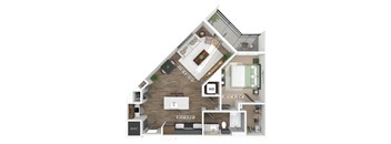 One bedroom floor plan at The Edley in Atlanta GA