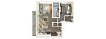 one bedroom one bathroom floor plan at coasterra apartments