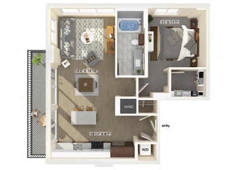 one bedroom one bathroom floor plan at coasterra apartments