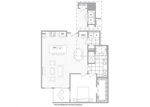 One bedroom floor plan image at Cirro King of Prussia Apartments in King of Prussia PA