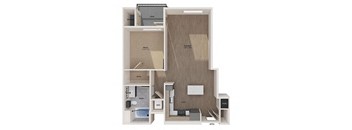 a 1 bedroom floorplan with a wood floor