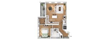 One bedroom floor plan image at The Waylon in McKinney TX