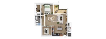 One bedroom with den floor plan at 333 Ellington in Gaithersburg MD