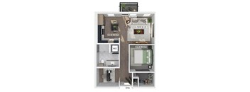 One bedroom floor plan at The Brynn in Kirkland WA