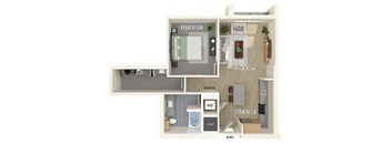 One bedroom floor plan at Treo Apartments in Fort Lauderdale FL
