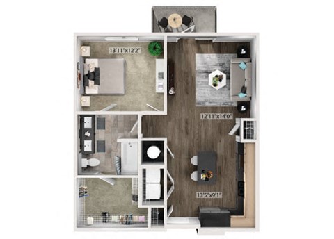 A9 Floorplan Image at Fifteeen15 South Lamar Apartments in Austin TX