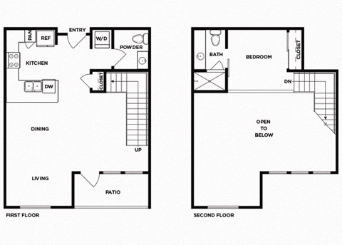 One bedroom one bathroom floor plan image at Norte Town Lake Apartments in Tempe Arizona