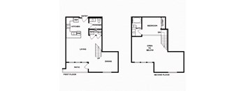 One bedroom one bathroom floor plan image at Norte Town Lake Apartments in Tempe Arizona