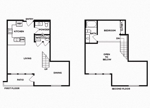One bedroom one bathroom floor plan image at Norte Town Lake Apartments in Tempe Arizona