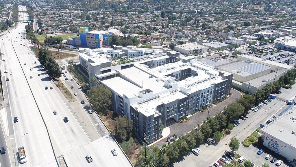 Aerial Exterior at The Wylden Apartments in Los Angeles CA