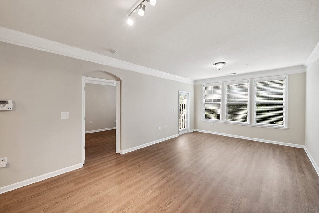 Living room with hardwood flooring at Westerchester at the Pavillions in Waldorf MD