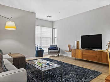 Living room at Axis Admirals Hill Apartments in Chelsea MA - Photo Gallery 2