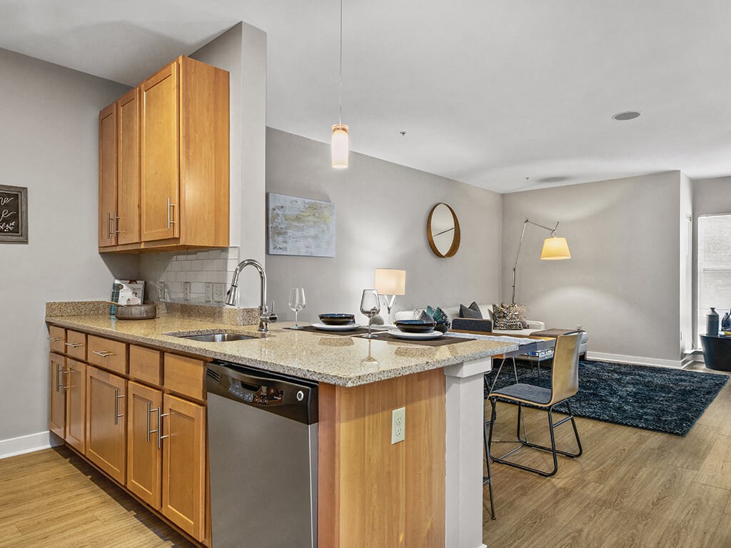 Open floor plans at Axis Admirals Hill Apartments in Chelsea MA