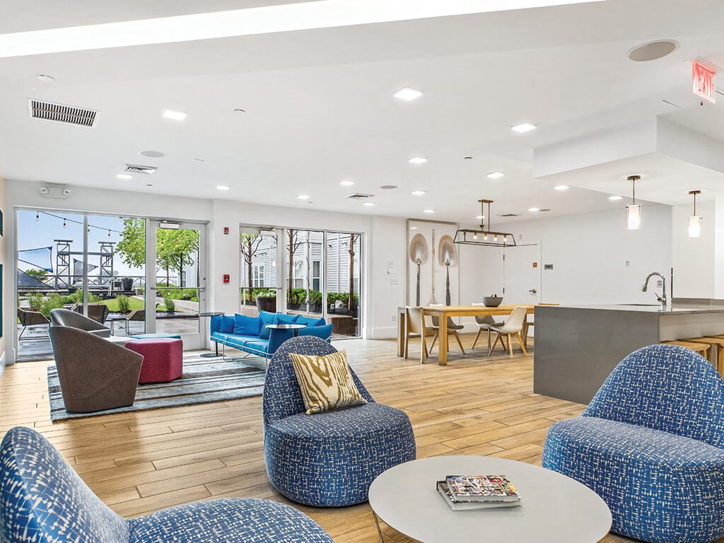 Common space at Axis Admirals Hill Apartments in Chelsea MA
