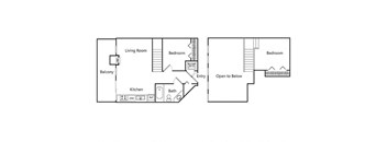Two bedroom floor plan at Riverpark Apartments in Redmond WA