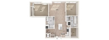 Two bedroom floor plan image at Vero Apartments in Chelsea MA