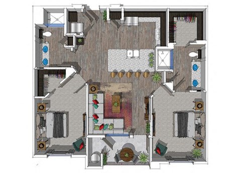 Two Bedroom Floor Plan at District at Scottsdale Apartments in Scottsdale AZ