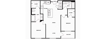 Two bedroom floor plan image at Norte Town Lake Apartments in Tempe Arizona