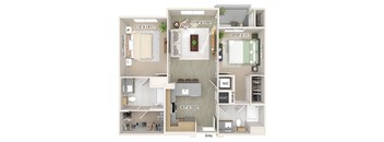 Two bedroom floor plan image at The Wylden in Los Angeles CA