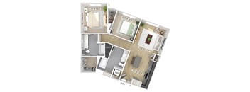 Two bedroom floor plan image at The Wylden in Los Angeles CA