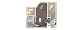 B02 two bedroom floor plan image at North at Totem Lake Apartments in Kirkland WA