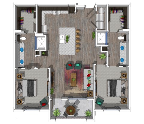 Two Bedroom Floor Plan at District at Scottsdale Apartments in Scottsdale AZ