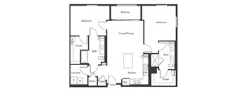 Two bedroom floor plan at Chromatic Flats Apartments in San Diego CA