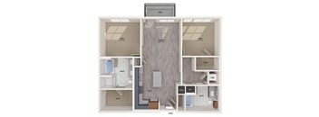 Two bedroom floor plan image at Vero Apartments in Chelsea MA